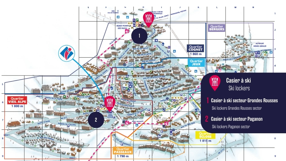 plan casier à ski alpe d'huez